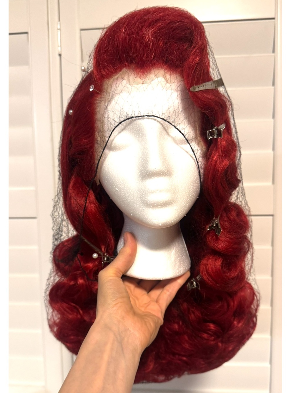 Red Vintage Wave Women’s Synthetic Red Wig